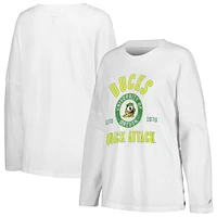 T-shirt surdimensionné à manches longues avec corde linge pour femmes League Collegiate Wear blanc des Ducks de l'Oregon