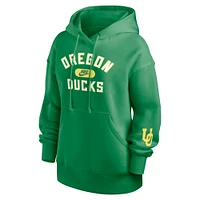 Women's Nike Green Oregon Ducks Oversized Legacy Phoenix Foundational Stack Pullover Hoodie