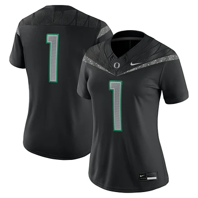 Maillot de match Nike #1 noir des Oregon Ducks pour femme