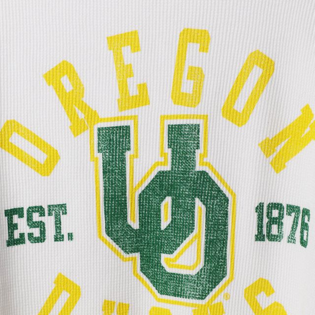 T-shirt thermique à manches longues raglan Original Retro Brand White Oregon Ducks pour femme