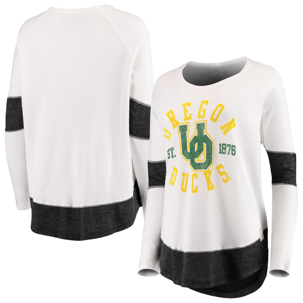 T-shirt thermique à manches longues raglan Original Retro Brand White Oregon Ducks pour femme