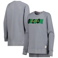 Women's Pressbox Gray Oregon Ducks Pinehurst Chenille Raglan Pullover Sweatshirt