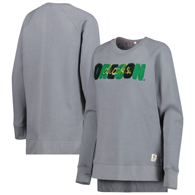 Sweat-shirt à enfiler raglan gris Pressbox Oregon Ducks pour femme en chenille Pinehurst