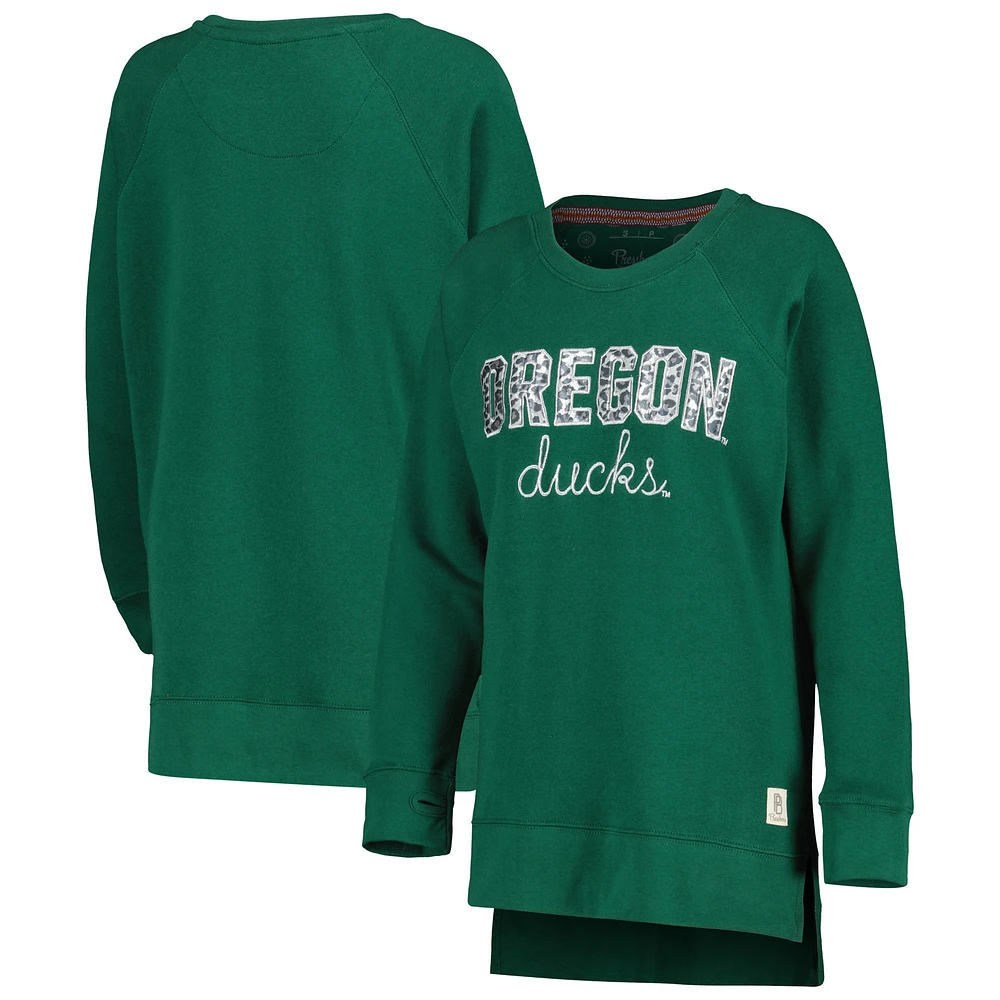 Sweat-shirt à manches raglan Pressbox vert Oregon Ducks Steamboat pour femme