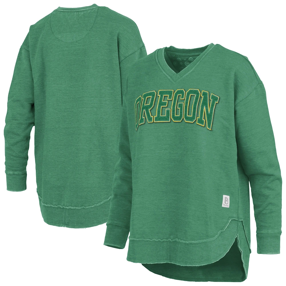 Sweat-shirt à col en V et poncho Westin pour femme Pressbox Green Oregon Ducks