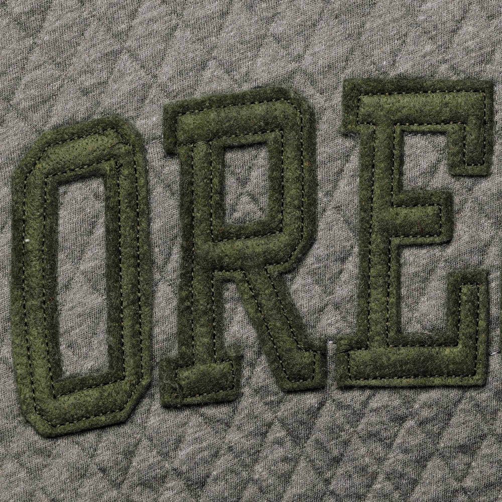 Women's Pressbox Heather Charcoal Oregon Ducks Moose Quilted Pullover Sweatshirt