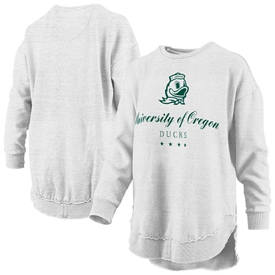 Women's Pressbox Heather Gray Oregon Ducks Field Day Melange Poncho Pullover Sweatshirt