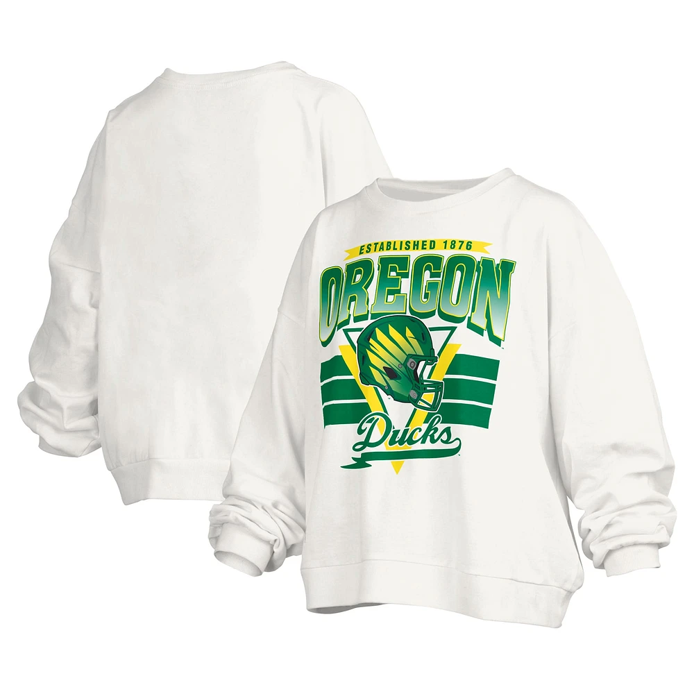 Sweat-shirt surdimensionné à logo rétro Janice des Oregon Ducks pour femme Pressbox White