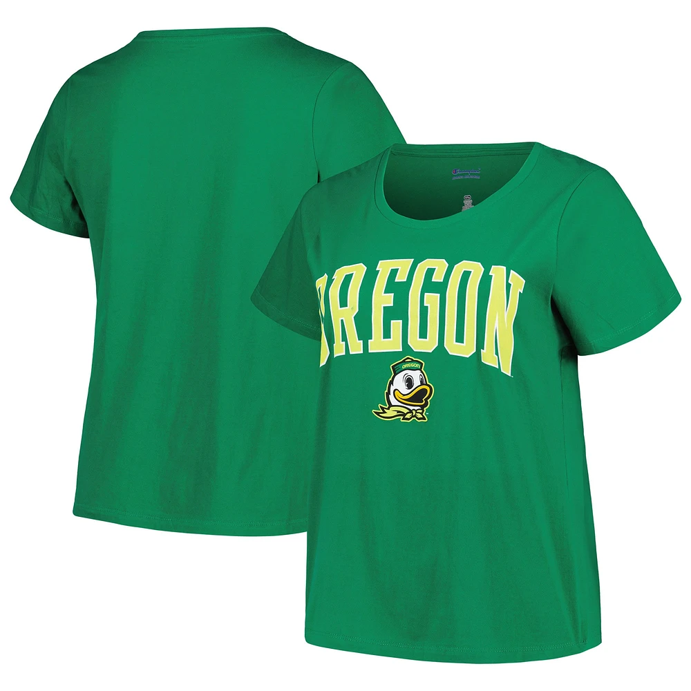 Women's Profile Green Oregon Ducks Plus Arch Over Logo Scoop Neck T-Shirt