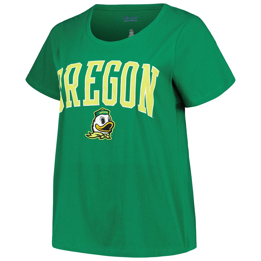 Women's Profile Green Oregon Ducks Plus Arch Over Logo Scoop Neck T-Shirt