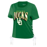 WEAR by Erin Andrews T-shirt court modeste à lacets sur le côté des Oregon Ducks pour femmes