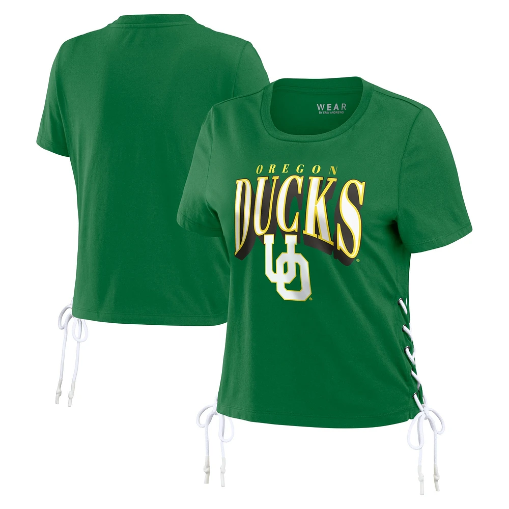 WEAR by Erin Andrews T-shirt court modeste à lacets sur le côté des Oregon Ducks pour femmes