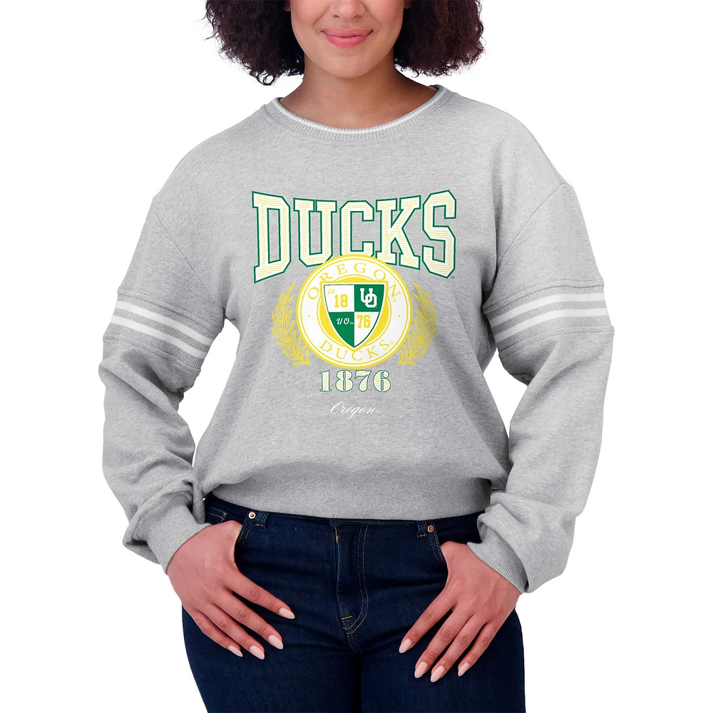 Pull à rayures classique gris chiné Oregon Ducks pour femme WEAR by Erin Andrews