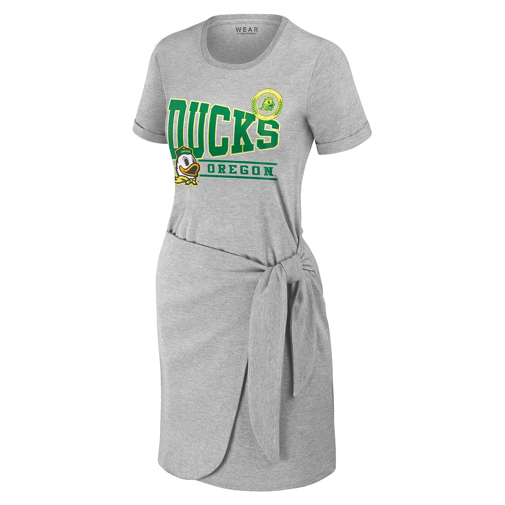 Women's WEAR by Erin Andrews Heather Gray Oregon Ducks Knotted T-Shirt Dress