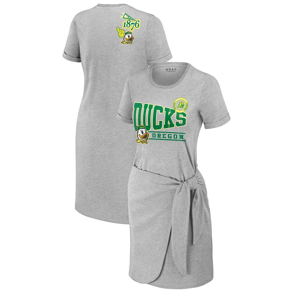 Women's WEAR by Erin Andrews Heather Gray Oregon Ducks Knotted T-Shirt Dress