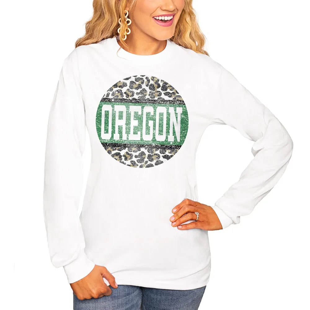 Women's Gameday Couture White Oregon Ducks Get Goin' Oversized T-Shirt