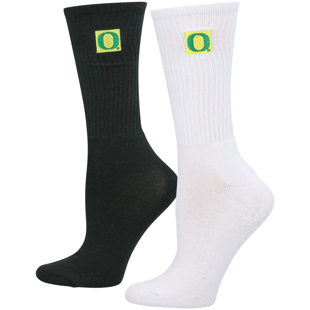 Women's ZooZatz Green/White Oregon Ducks 2-Pack Quarter-Length Socks