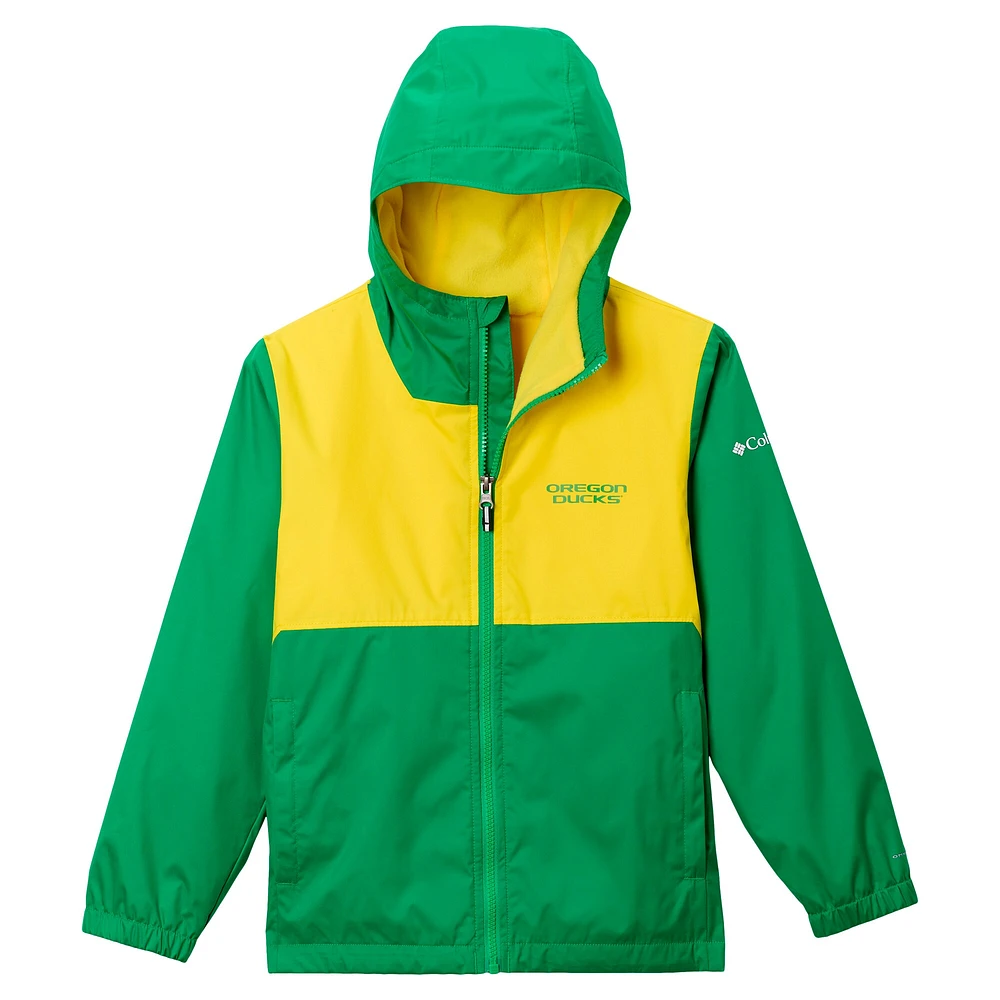 Veste à capuche entièrement zippée et doublée Rainy Fields des Oregon Ducks de Columbia pour jeunes