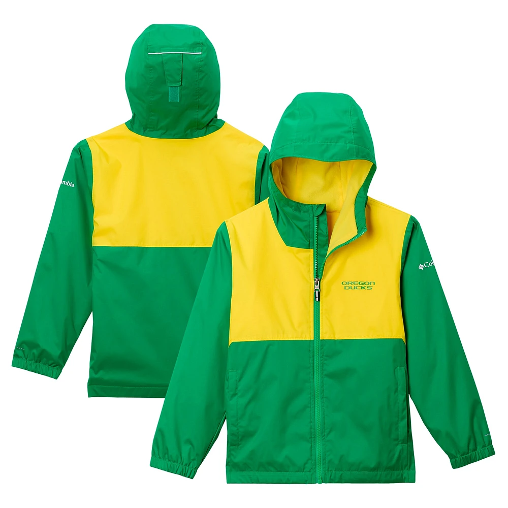 Veste à capuche entièrement zippée et doublée Rainy Fields des Oregon Ducks de Columbia pour jeunes