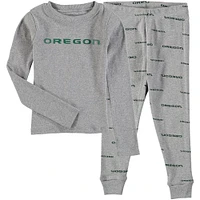 Youth Heathered Gray Oregon Ducks Long Sleeve T-Shirt & Pant Sleep Set