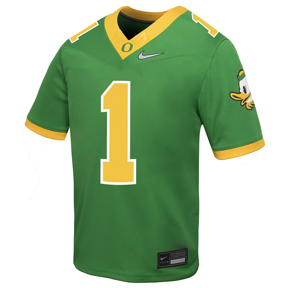 Maillot de football réplique alternatif pour jeunes Nike #1 Apple Green Oregon Ducks