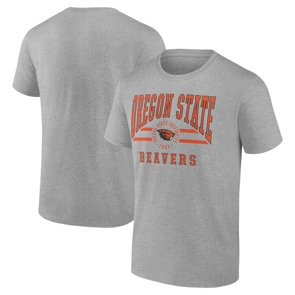 Men's Fanatics  Gray Oregon State Beavers Double Stripe Fame T-Shirt
