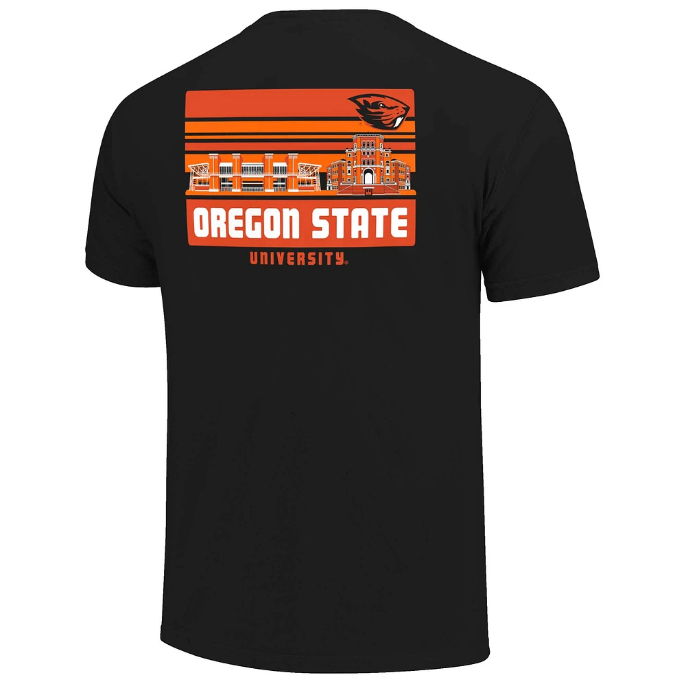 Men's Black Oregon State Beavers Striped Campus Skyline T-Shirt