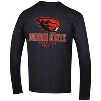 Men's Champion Black Oregon State Beavers Team Stack Long Sleeve T-Shirt