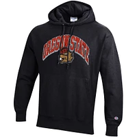 Men's Champion Black Oregon State Beavers Vault Late Night Reverse Weave Pullover Hoodie