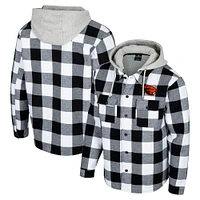 Men's Colosseum Black/White Oregon State Beavers Buffalo Plaid Full-Zip Jacket