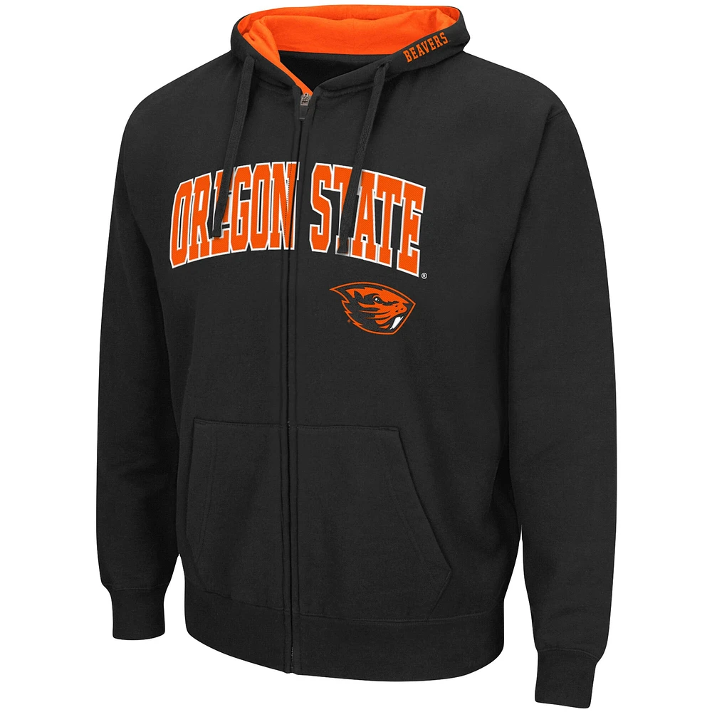 Men's Colosseum Black Oregon State Beavers Arch & Logo 3.0 Full-Zip Hoodie