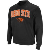 Men's Colosseum Black Oregon State Beavers Arch & Logo Tackle Twill Pullover Sweatshirt