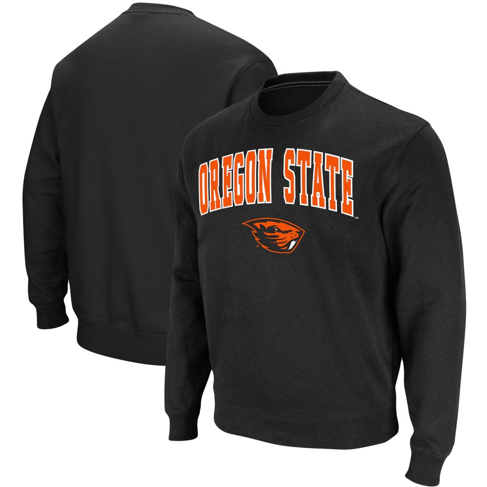 Men's Colosseum Black Oregon State Beavers Arch & Logo Tackle Twill Pullover Sweatshirt