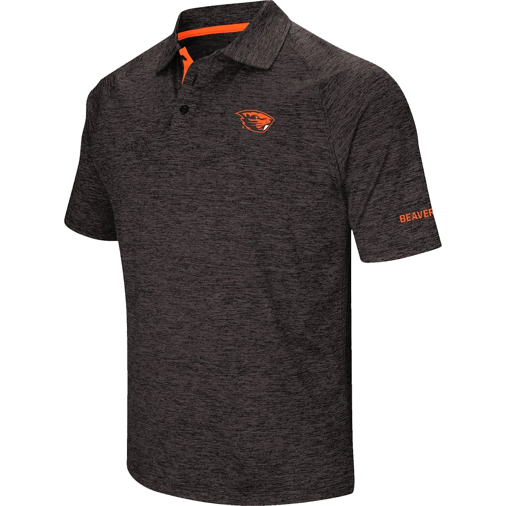 Men's Colosseum Black Oregon State Beavers Down Swing Polo