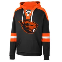 Men's Colosseum Black Oregon State Beavers Lace-Up 4.0 Pullover Hoodie