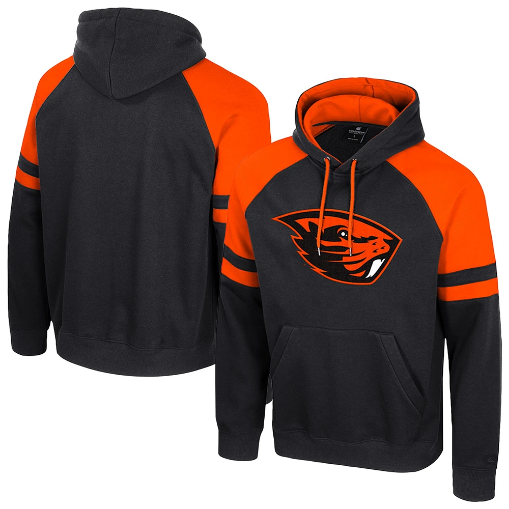 Sweat à capuche raglan Todd pour homme Colosseum Black Oregon State Beavers