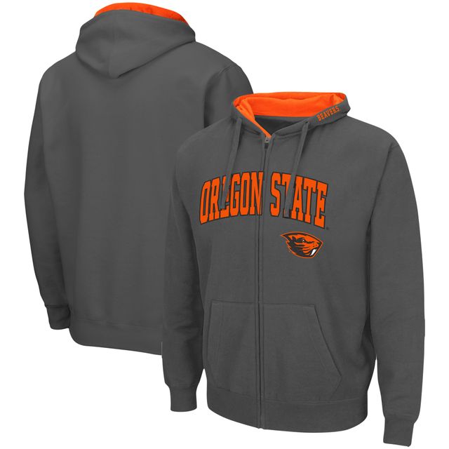 Sweat à capuche entièrement zippé Colosseum Charcoal Oregon State Beavers Arch & Logo 3.0 pour homme