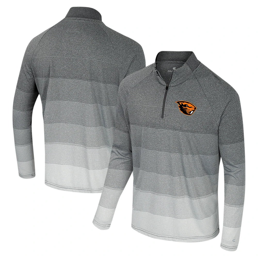 Coupe-vent à glissière quart de tour en maille rayée raglan gris Oregon State Beavers AI pour hommes Colosseum