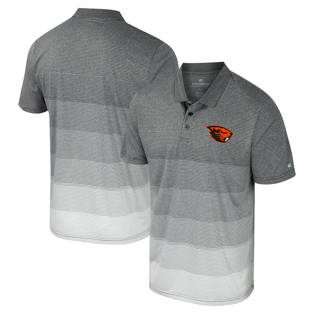 Men's Colosseum Gray Oregon State Beavers Striped Mesh Polo