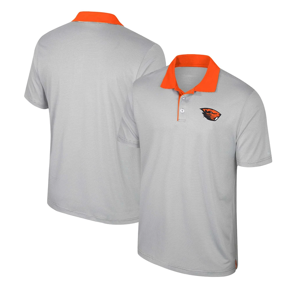 Men's Colosseum Gray Oregon State Beavers Tuck Striped Polo