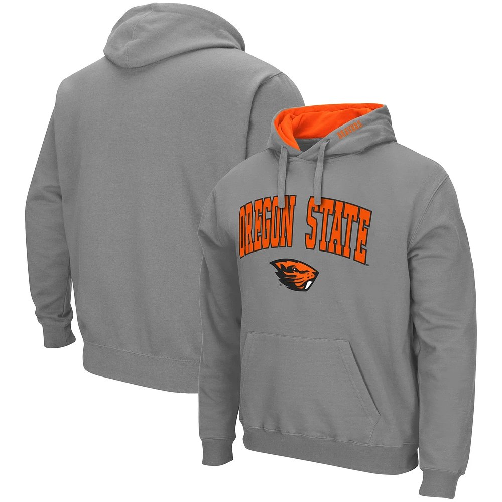 Men's Colosseum Heather Gray Oregon State Beavers Arch & Logo 3.0 Pullover Hoodie