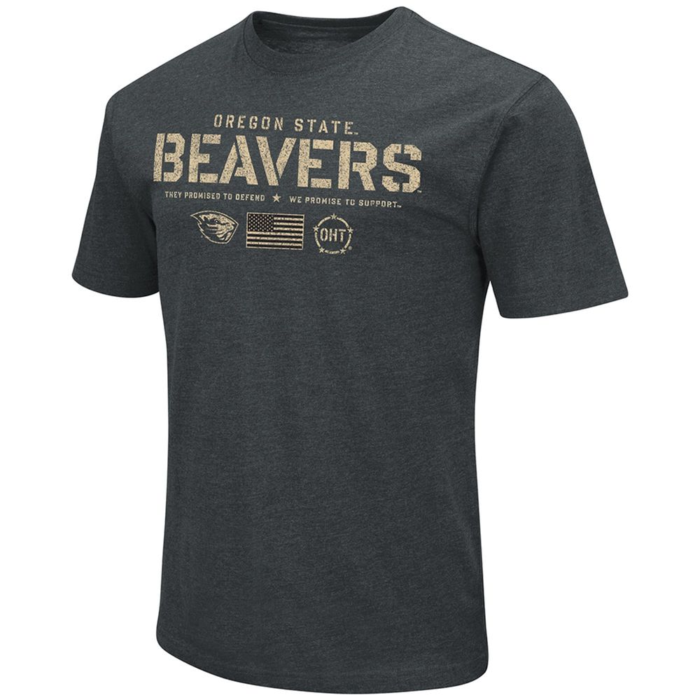 Men's Colosseum Heathered Black Oregon State Beavers OHT Military Appreciation Flag 2.0 T-Shirt