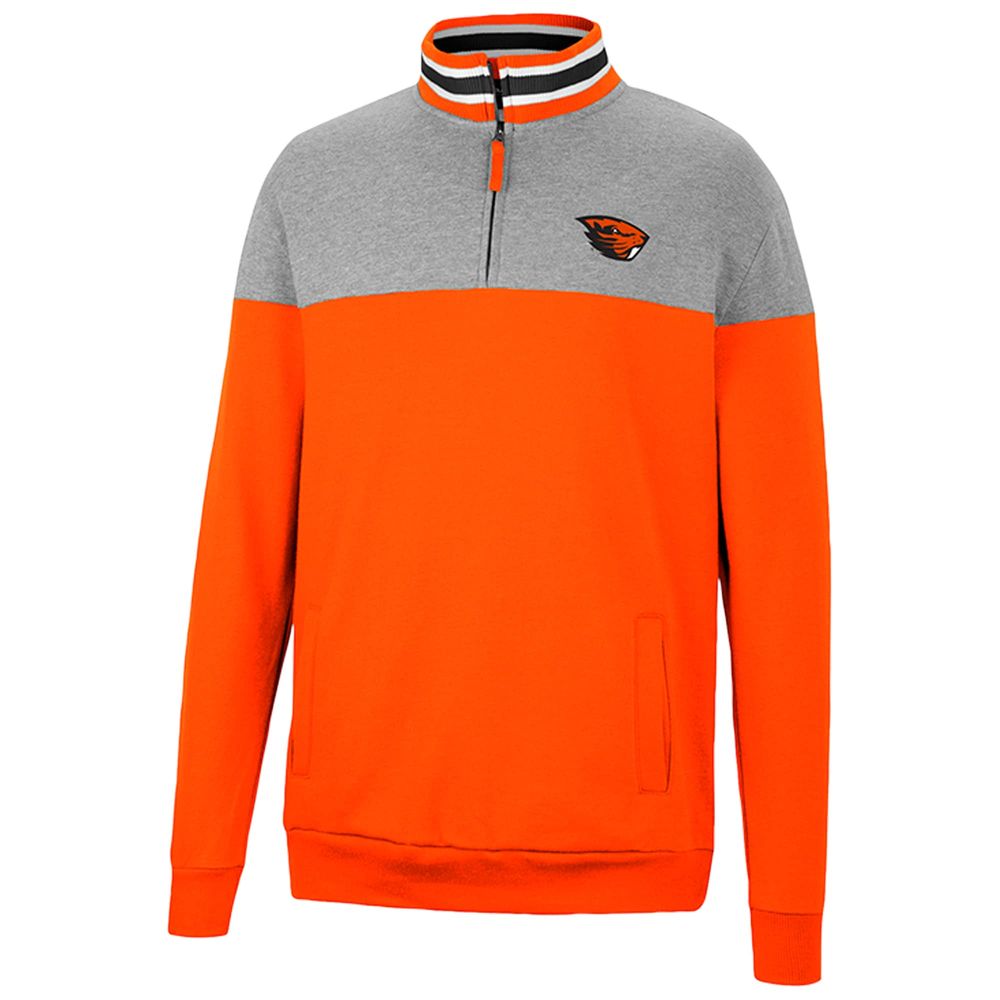 Men's Colosseum Heathered Gray/Orange Oregon State Beavers Be the Ball Quarter-Zip Top