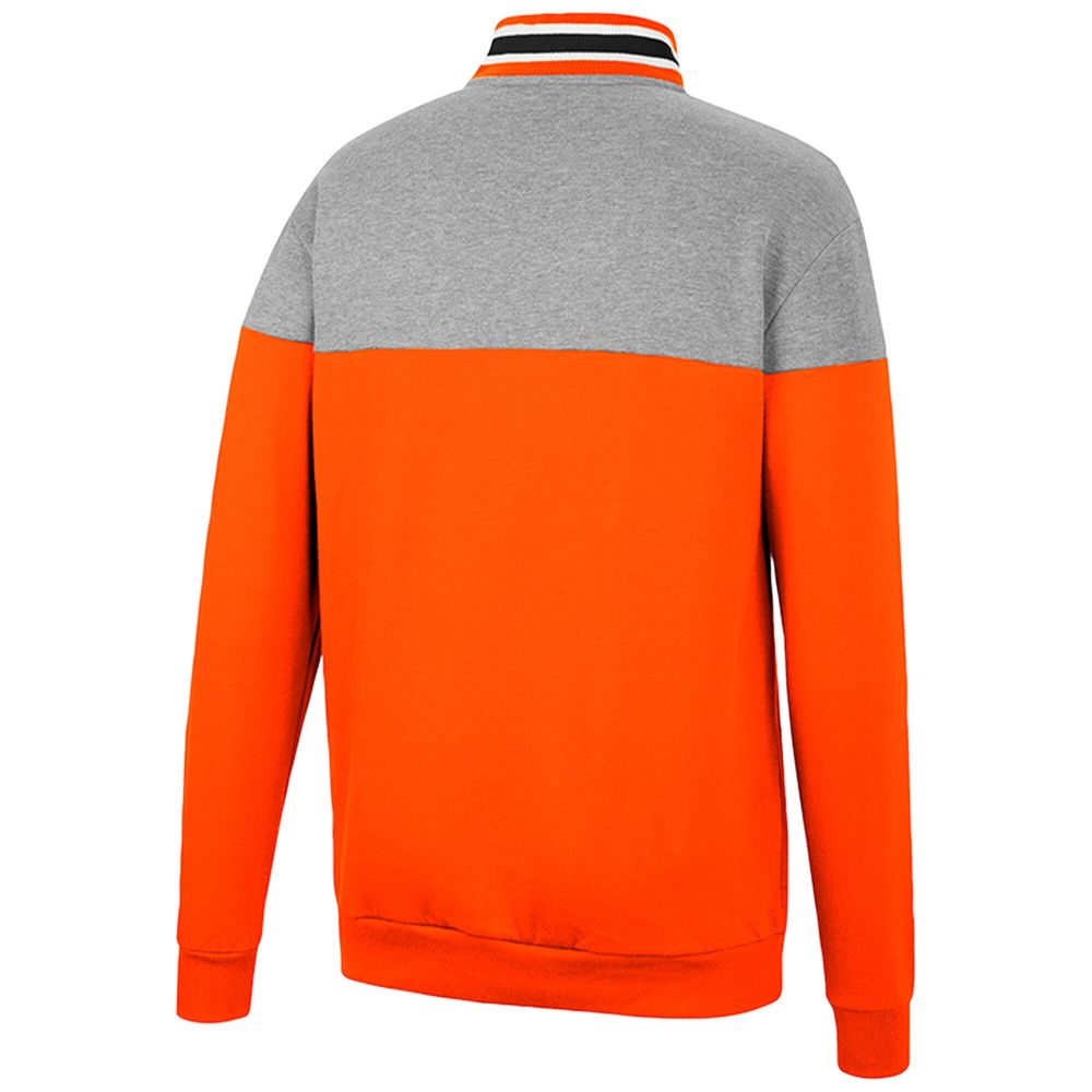 Men's Colosseum Heathered Gray/Orange Oregon State Beavers Be the Ball Quarter-Zip Top