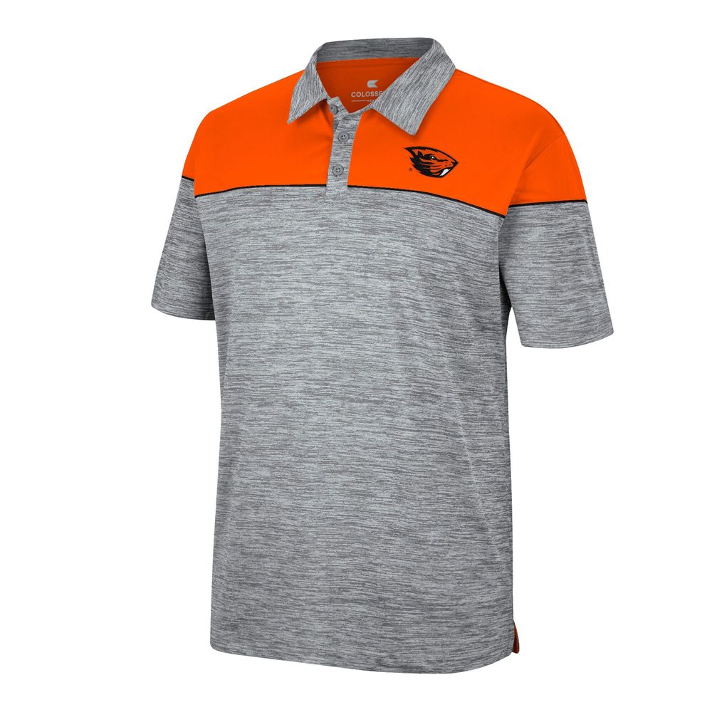 Men's Colosseum Heathered Gray/Orange Oregon State Beavers Birdie Polo