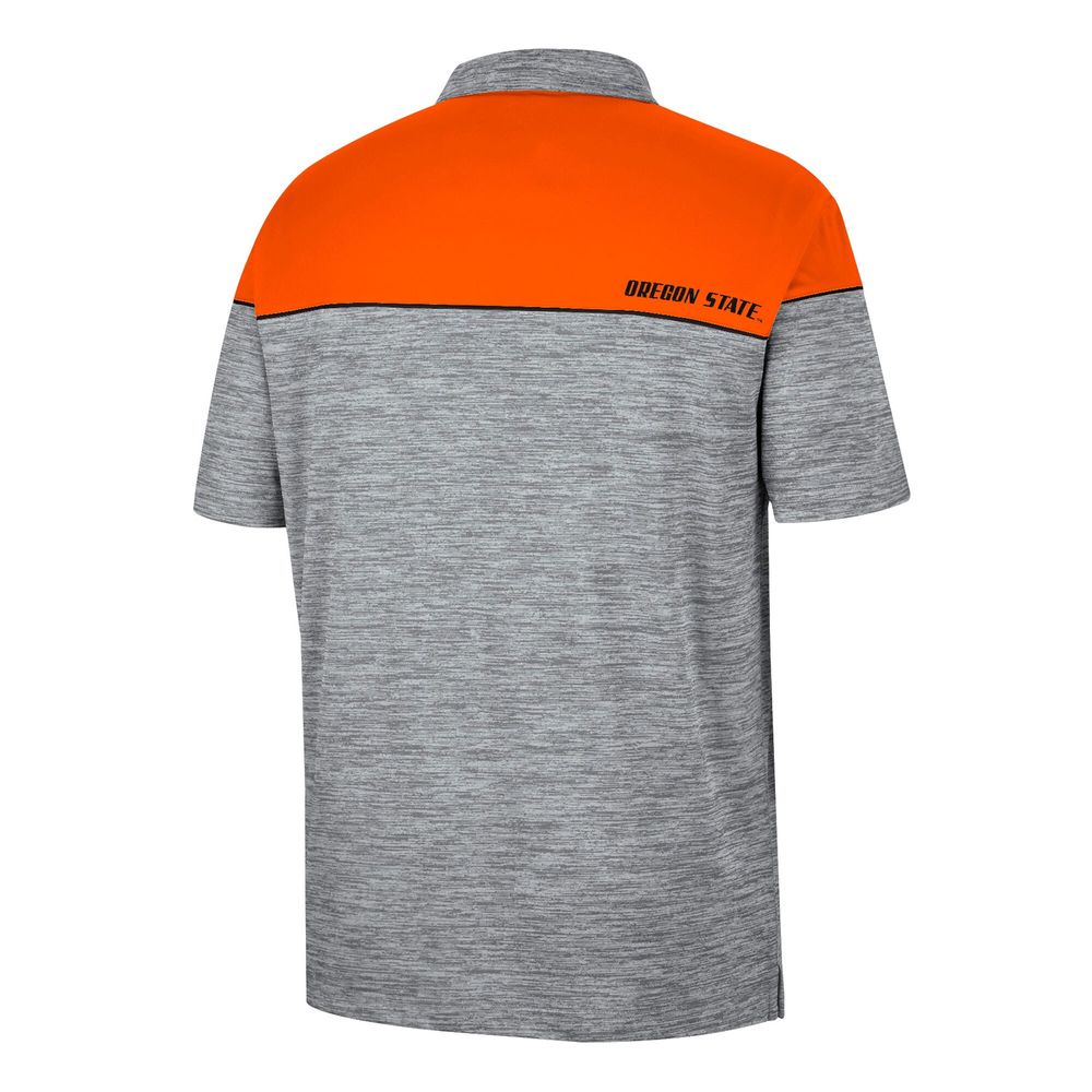 Men's Colosseum Heathered Gray/Orange Oregon State Beavers Birdie Polo