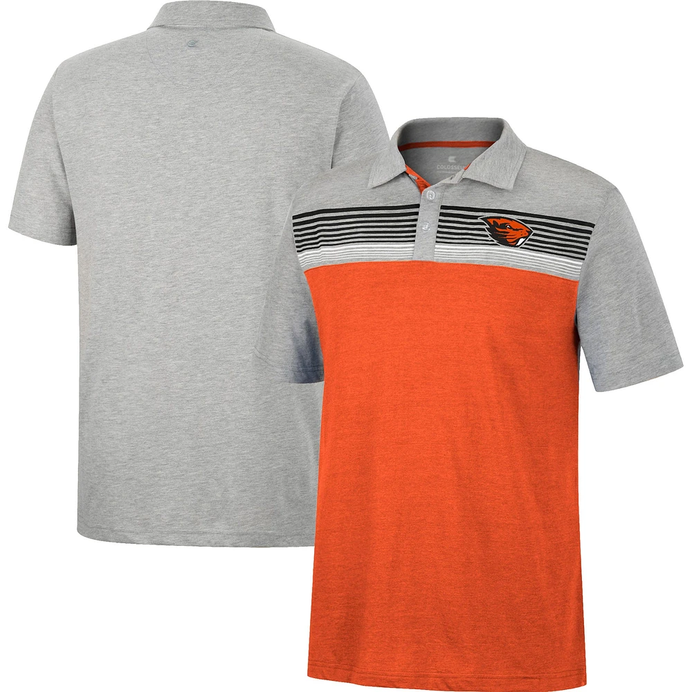 Polo léger Oregon State Beavers Caddy Colosseum orange/gris chiné pour homme