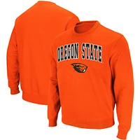 Men's Colosseum Orange Oregon State Beavers Arch & Logo Tackle Twill Pullover Sweatshirt