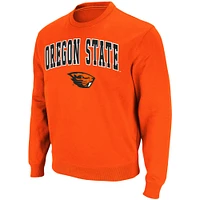 Men's Colosseum Orange Oregon State Beavers Arch & Logo Tackle Twill Pullover Sweatshirt