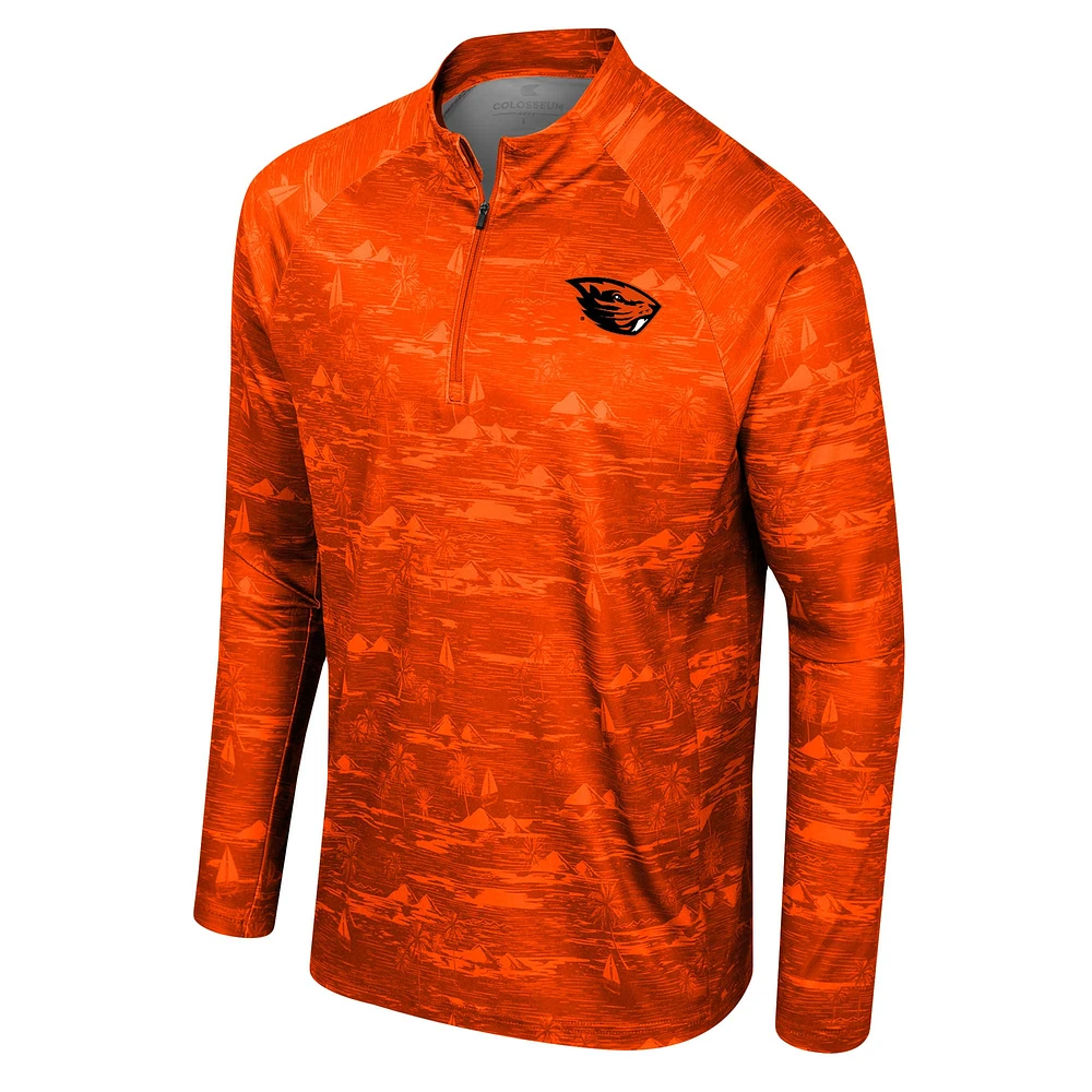 Men's Colosseum Orange Oregon State Beavers Carson Raglan Quarter-Zip Jacket